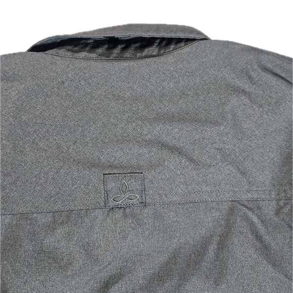 prAna Shirt Mens Large Gray Long Sleeve Button Down Outdoor Travel Hiking Tech - Picture 8 of 8